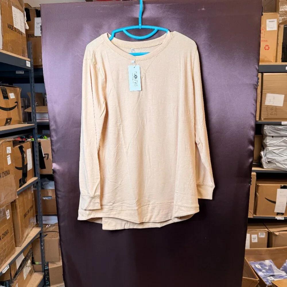 ROSRISS Women's Plus Size 14W-18W Long Sleeve Shirt Casual Side Split Tee  Pleas